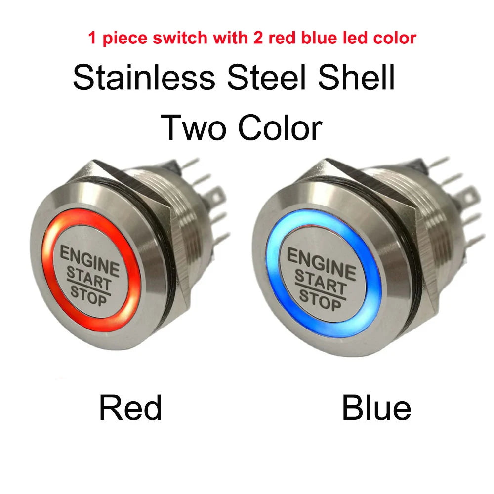 VEARGREE momentary push button switch with luminous ring, 19-30mm motor start stop electrical component, close-up view.