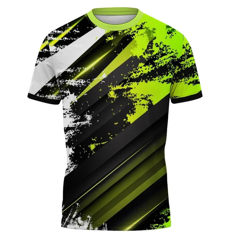 Camiseta 3D Rayas Color Bloque Verano Manga Corta Unisex
