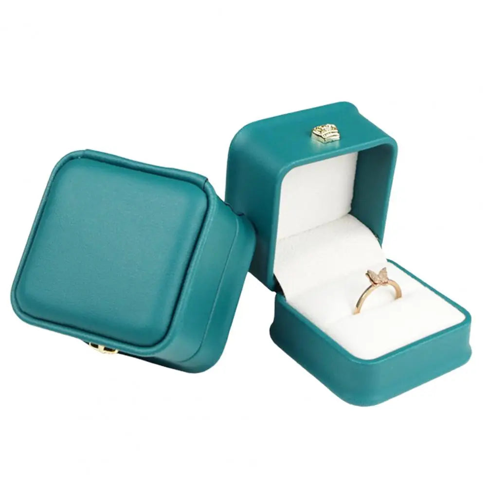 Caja de anillo de boda de compromiso, estuche cuadrado de terciopelo para joyería, soporte de exhibición, caja de anillo para pareja, caja de regalo, almacenamiento de exhibición de anillo y pendiente