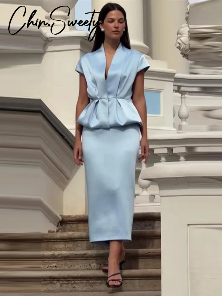 Conjunto Blazer y Falda Urbano Mujer Verano 2026 Chin.Sweety - Elegante
