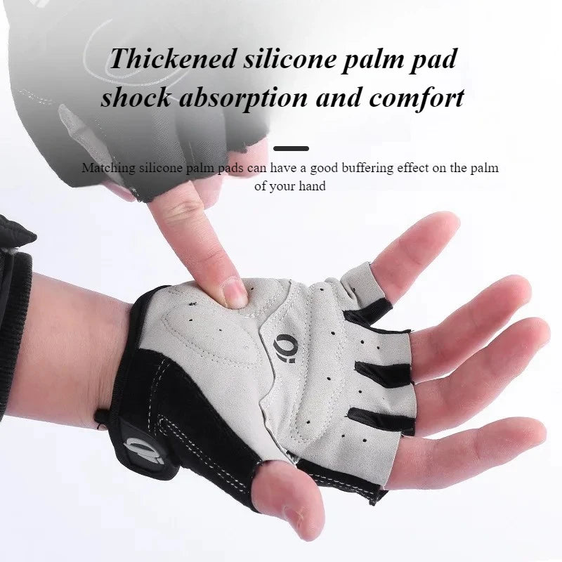 Guantes de ciclismo medio dedo: almohadilla de silicona antideslizante para la palma, transpirables, absorbentes de golpes para ciclismo de montaña y gimnasio, guantes de verano para bicicleta