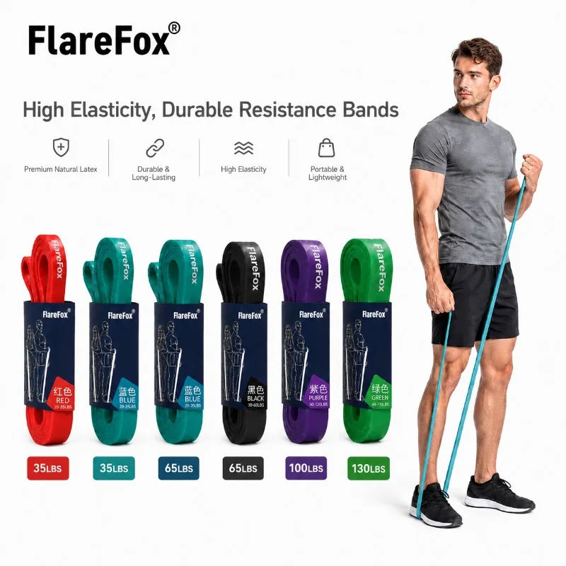 Bandas de Resistencia FlareFox: Dominadas, Fuerza y Agilidad (Kit Múltiple)