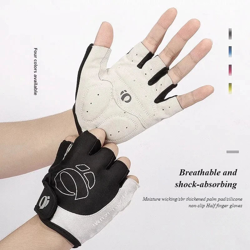 Guantes Ciclismo Medio Dedo: Silicona Antideslizante, Verano (Gris, Rojo, Azul)