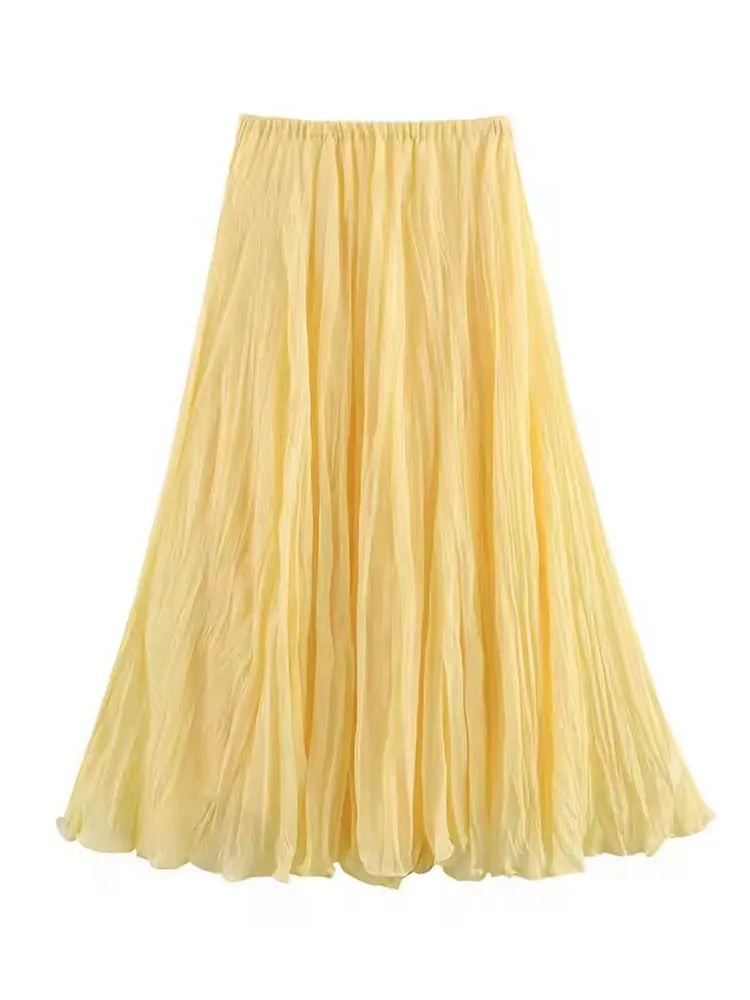 Falda Plisada Multicolor HH - Larga Verano Playa Casual