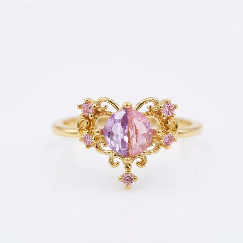 Anillo Flor Circon Colorido Ajustable - Joyería Vintage para Mujer