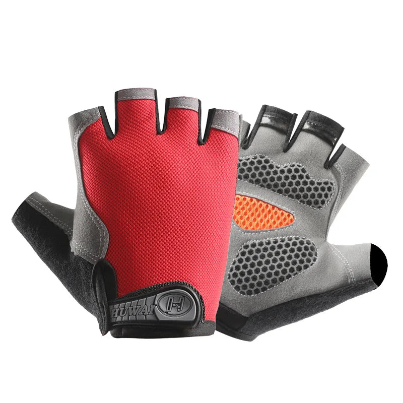 Profesional gimnasio Fitness transpirable antideslizante mujeres hombres medio dedo verano pesca ciclismo guantes sin dedos mujer bicicleta