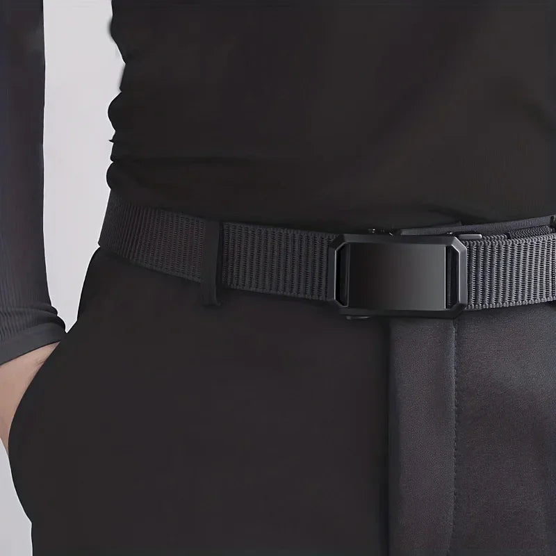 Cinturón Táctico Lona Hebilla Automática - Ideal Trabajo y Outdoor