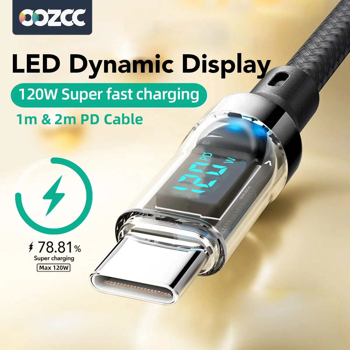 OOZCC Cable USB-C a Lightning 120W Carga Rápida MFi