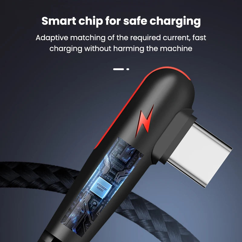 Cable USB-C 120W 90° Codo Carga Rápida Huawei Xiaomi Samsung