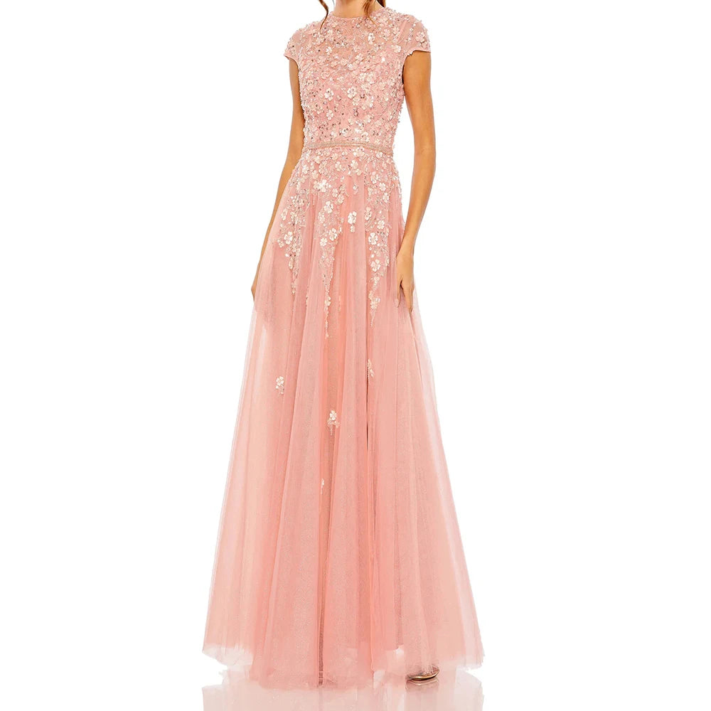 Vestido de Noche Acampanado Personalizado Mesprit - Elegante Lentejuelas