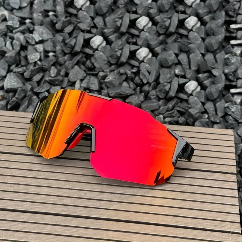 Gafas de Sol Deportivas Hombre DIXSG | Montura Negra Lente Naranja/Amarilla | Protección UV