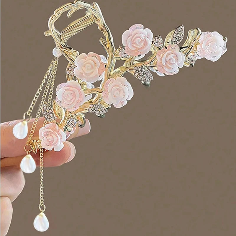 Pinza Araña Gótica Perla Metal Calado Mujer Accesorio Tiburón