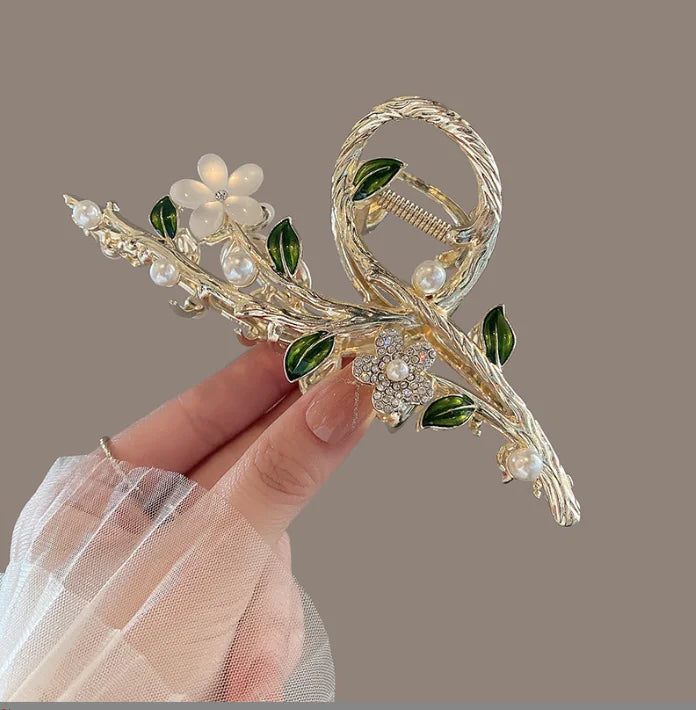 Pinza Araña Gótica Perla Metal Calado Mujer Accesorio Tiburón