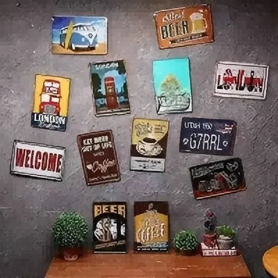 Metal 2D sign featuring a woman's portrait, decorative wall art by Corporación Turística for stylish home or office decor.