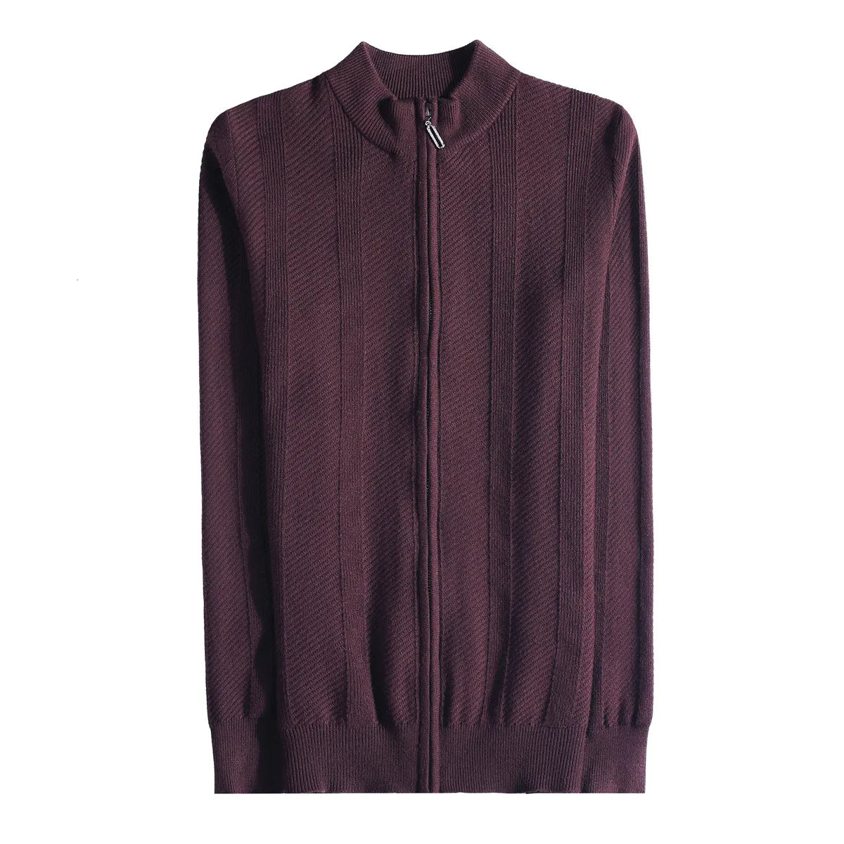 Suéter Cardigan Hombre Cuello Alto Cremallera Cálido Invierno