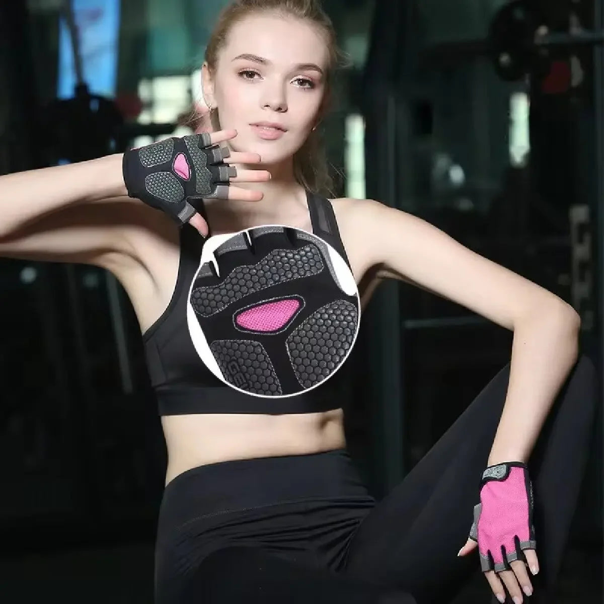 Profesional gimnasio Fitness transpirable antideslizante mujeres hombres medio dedo verano pesca ciclismo guantes sin dedos mujer bicicleta