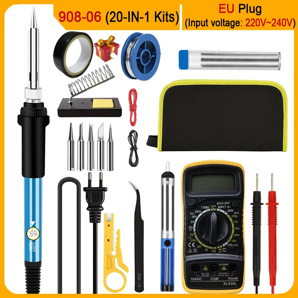 Kit Soldadura Eléctrica 60W HYOXL Temp. Ajustable 10/16/20-en-1