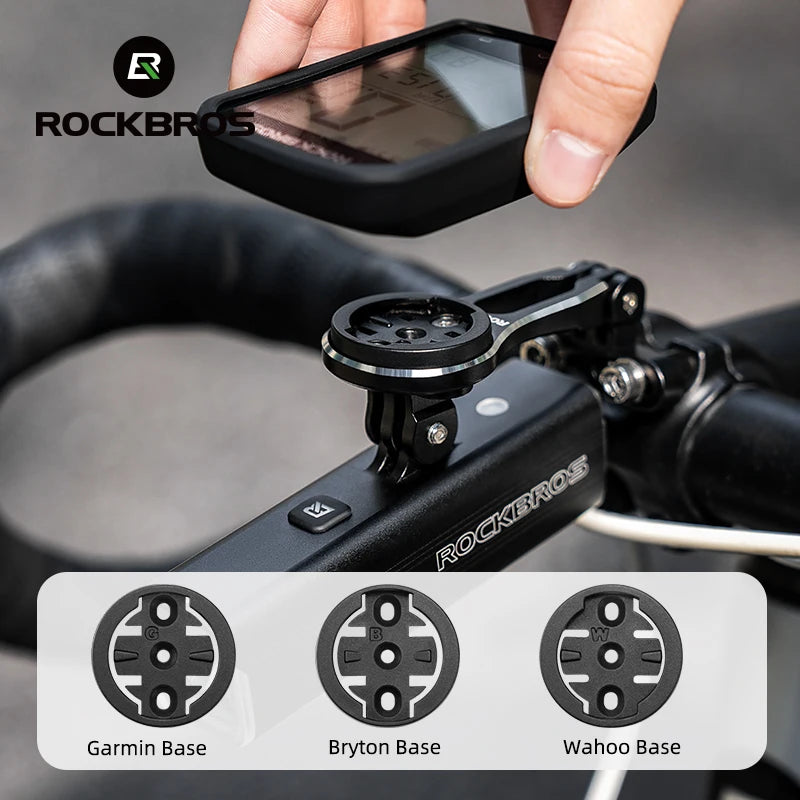 Soporte de bicicleta ROCKBROS, soporte de lámpara de luz delantera, soporte de extensión de aleación de aluminio para ordenador de bicicleta, soporte Wahoo Bryton Garmin