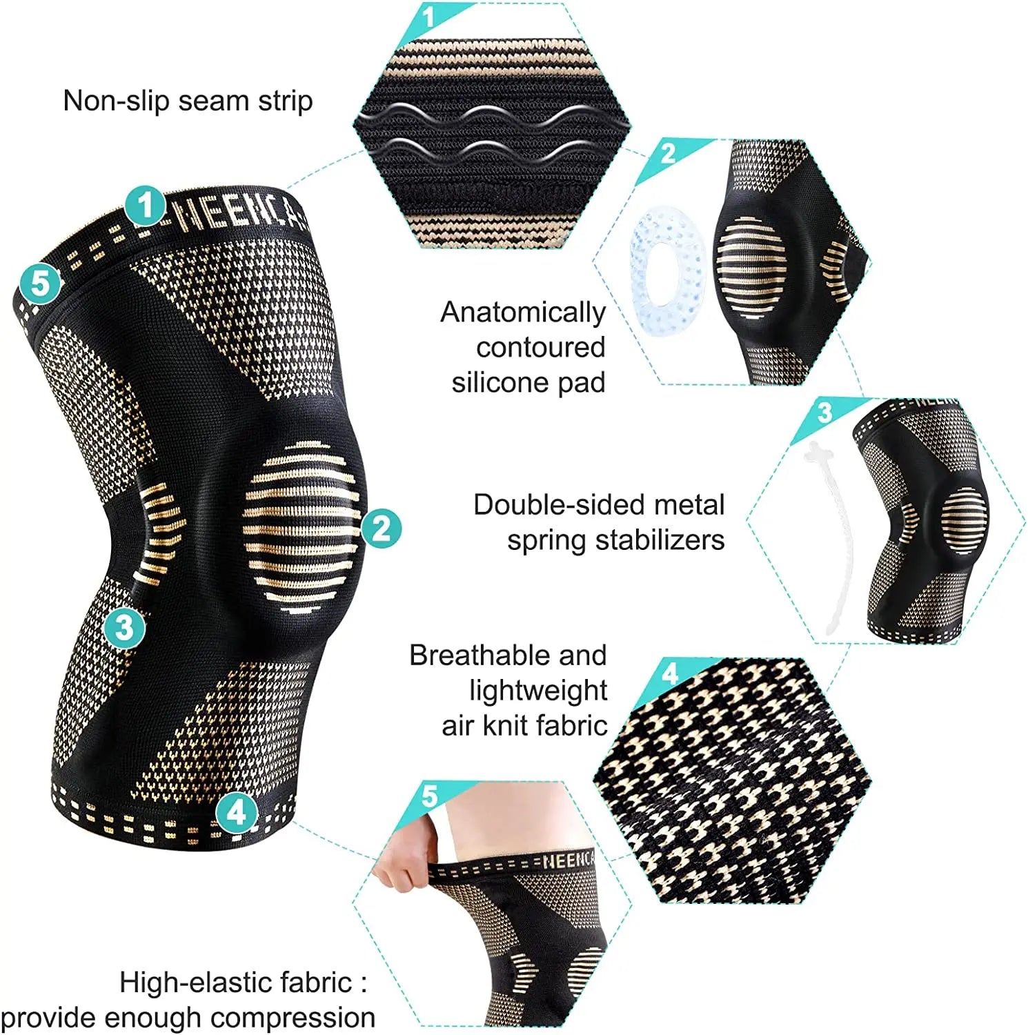 Rodillera NEENCA Cobre Gel Estabilizador Dolor Rodilla | Alivio Deportivo