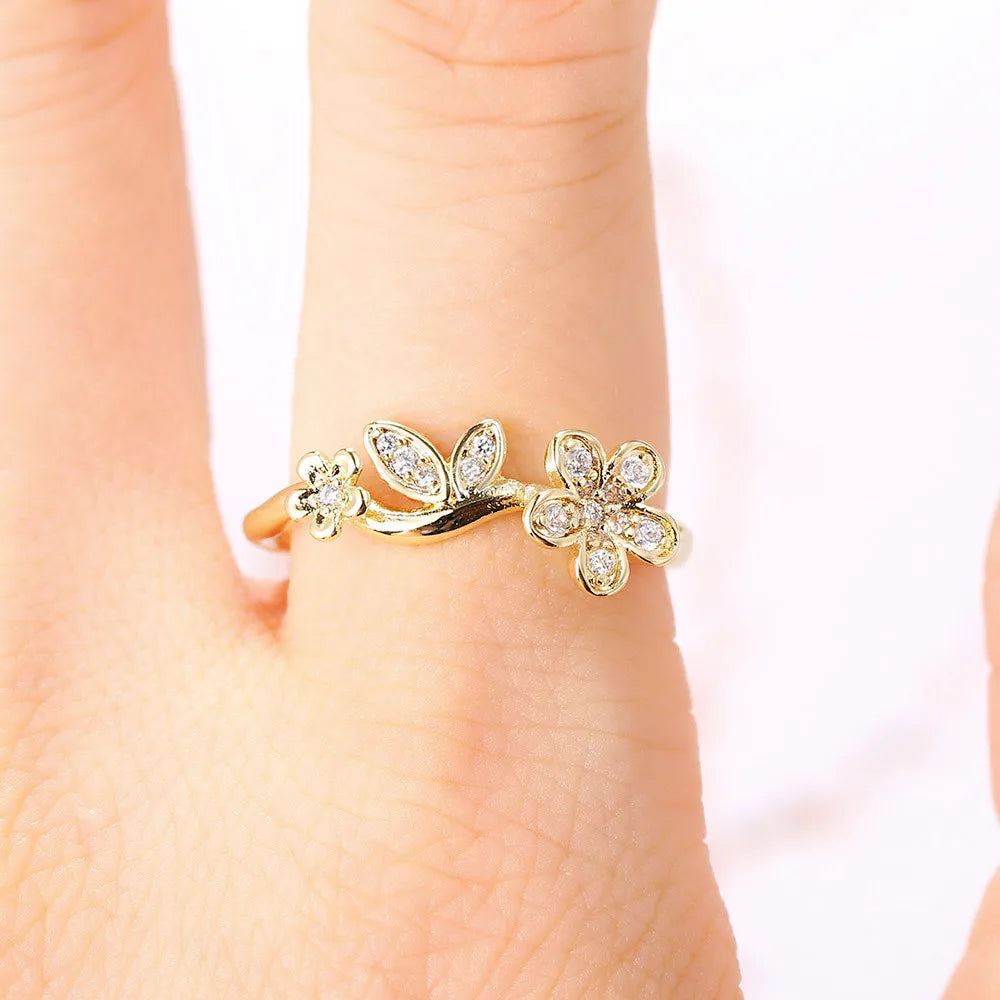 Anillos Mariposa Sirena Dorados Mujer 14K - Joyería de Cristal Elegante