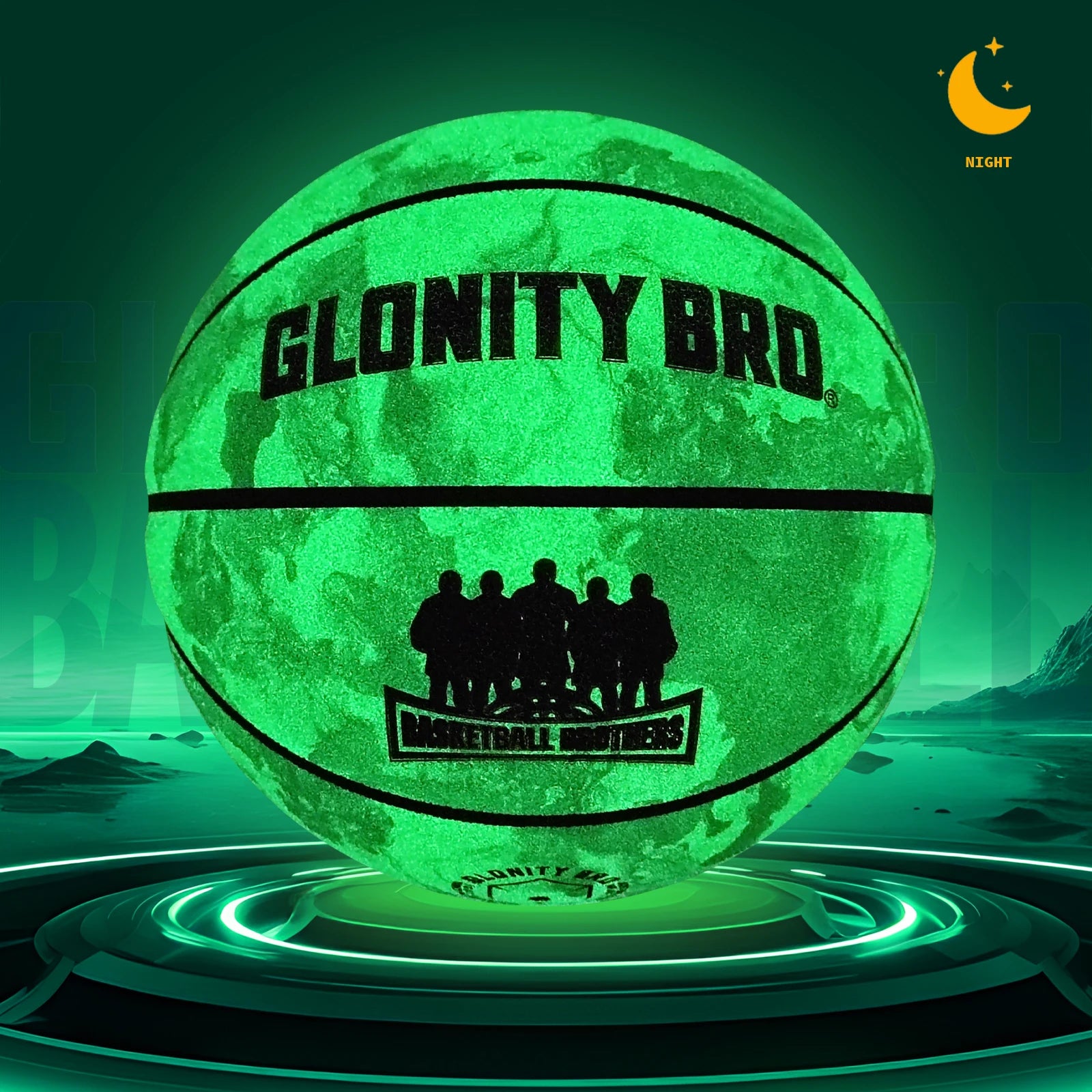Balón de Baloncesto Luminoso para Adultos y Jóvenes, Tamaño Oficial 5/6/7, Antideslizante, para Uso en Interiores y Exteriores, Duradero, Color Verde