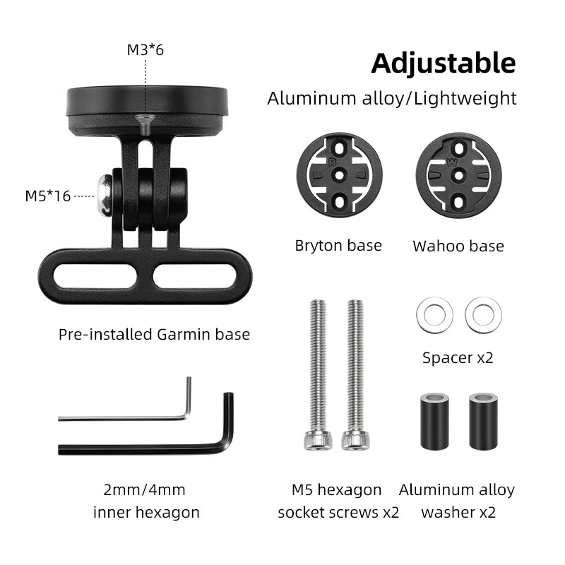Soporte de bicicleta ROCKBROS, soporte de lámpara de luz delantera, soporte de extensión de aleación de aluminio para ordenador de bicicleta, soporte Wahoo Bryton Garmin
