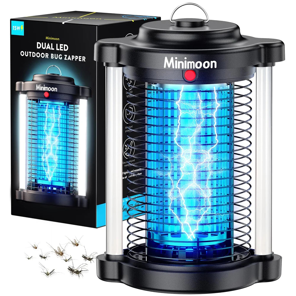 Minimoon Exterminador Mosquitos Exterior 4200V LED Dual - Trampa Insectos Eléctrica