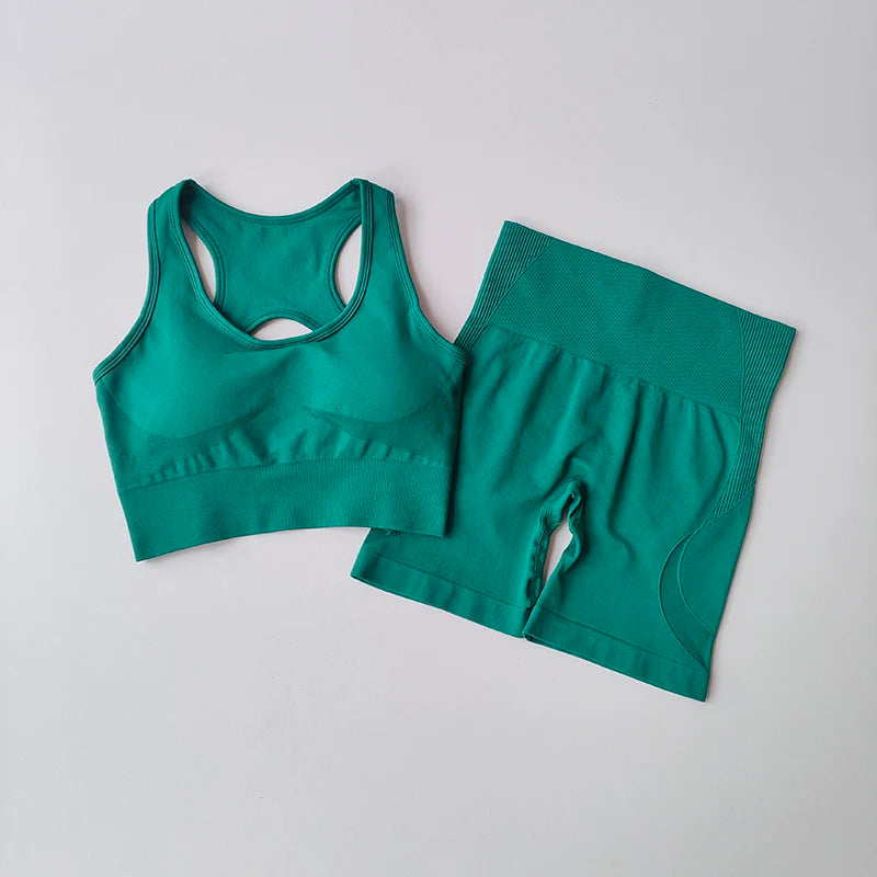 Conjunto Yoga Mujer Sin Costuras Sexy (2 Piezas) Fitness