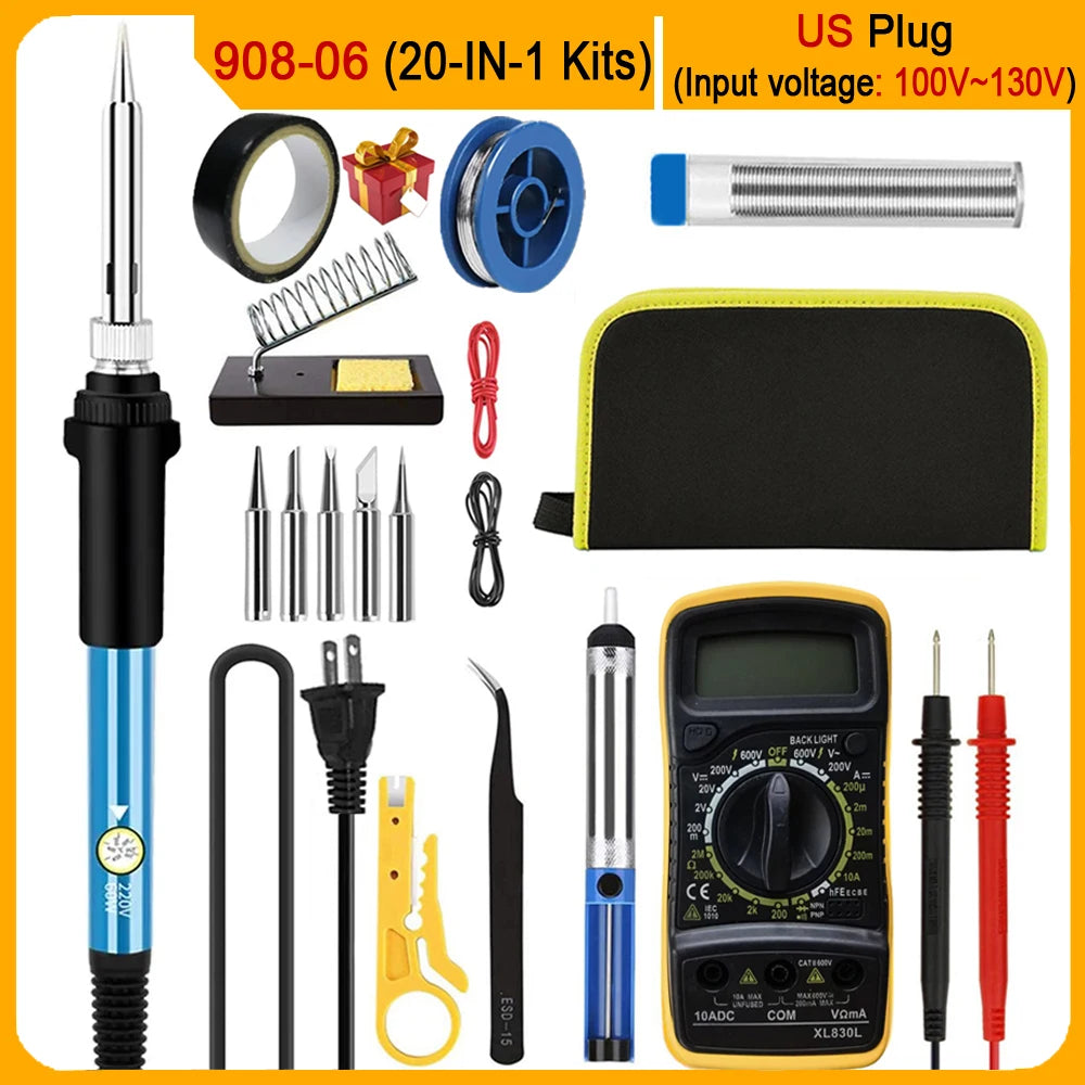 Kit Soldadura Eléctrica 60W HYOXL Temp. Ajustable 10/16/20-en-1