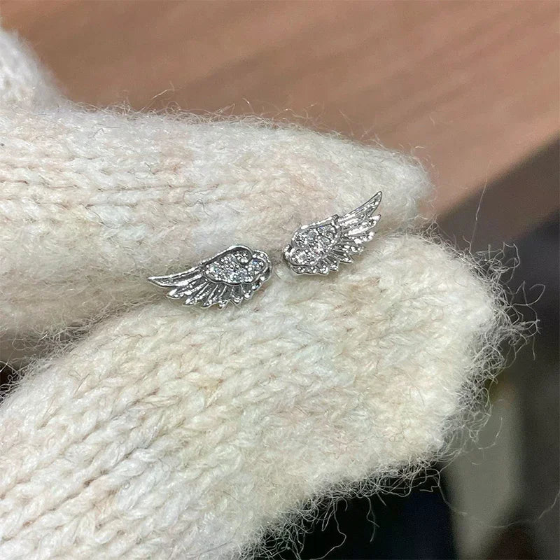 Pendientes Vintage con alas de Ángel para parejas, aretes Punk para mujer, regalo de joyería de cumpleaños