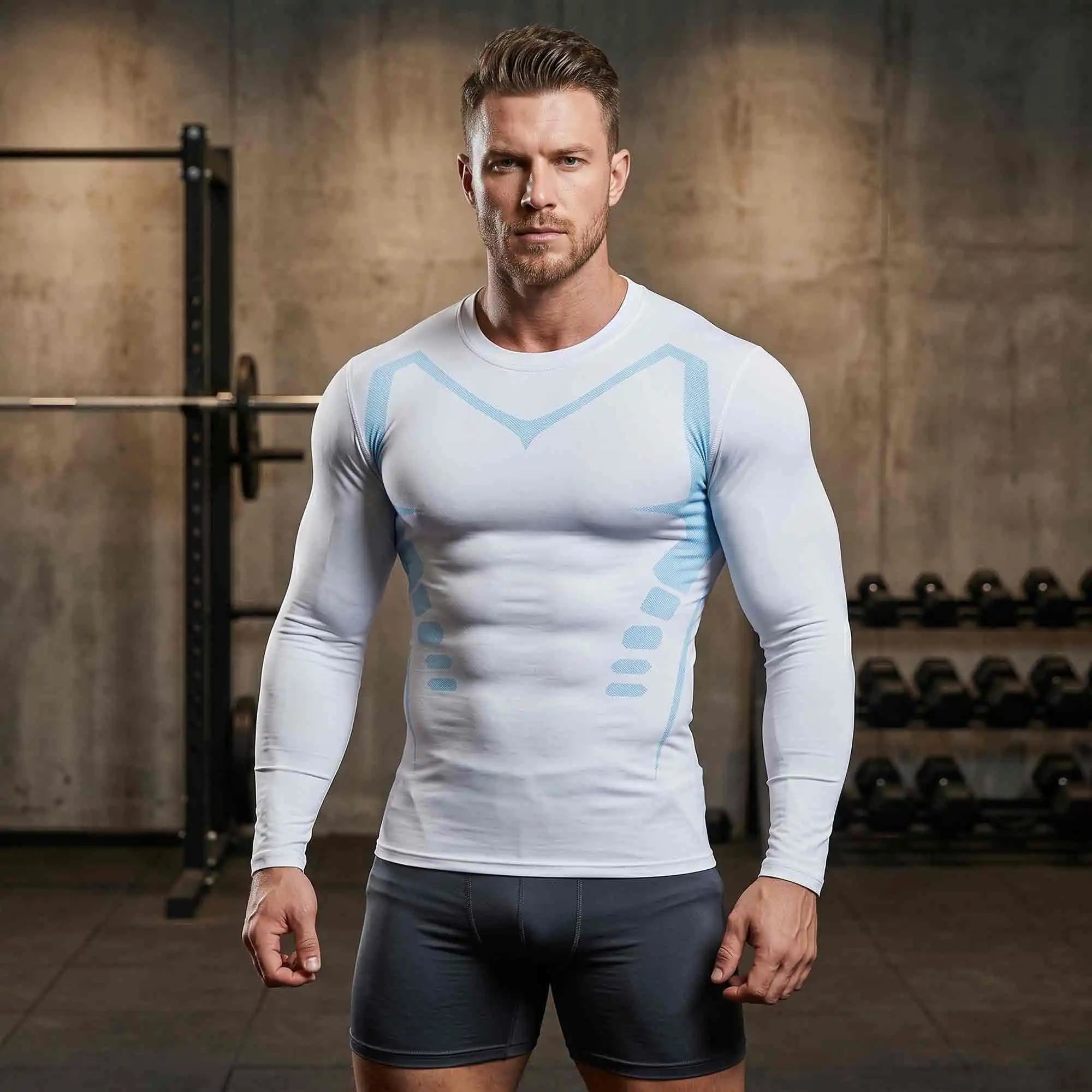 3 Camisetas Compresión Hombre Manga Larga Gimnasio Secado Rápido