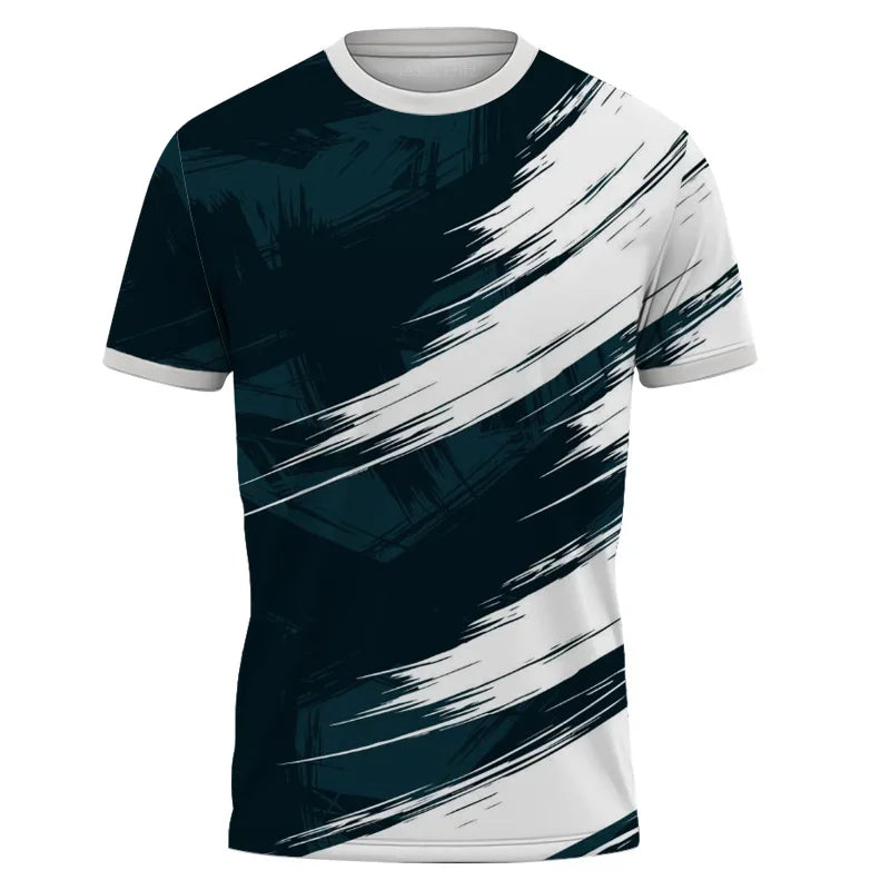 Camiseta 3D Rayas Color Bloque Verano Manga Corta Unisex