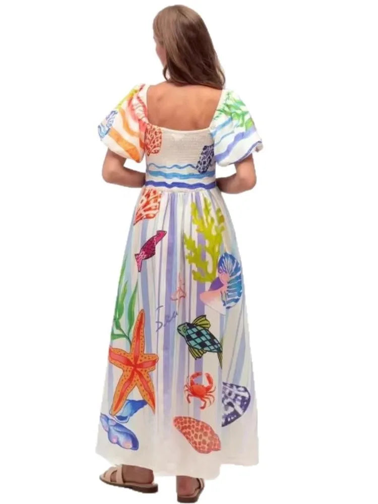 Vestido Maxi de Playa Estampado 2026 | Fansumgo | Estilo Bata