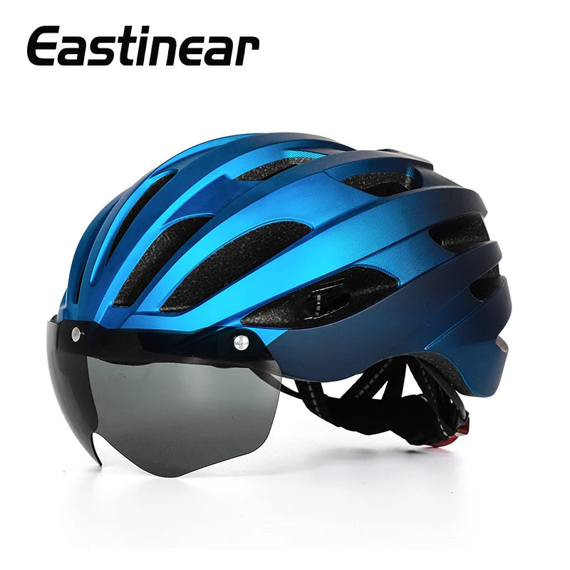 Casco de bicicleta de carretera Eastinea con gafas magnéticas casco de montar en bicicleta de montaña casco de seguridad para hombres y mujeres adultos y niños