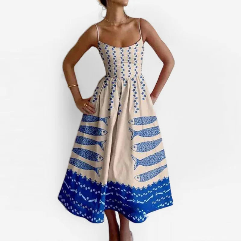 Vestido Midi Rosa Vacaciones Mujer 2026 Elegante Tirantes Finos Línea A