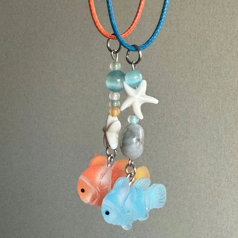 Collares Vintage con colgante de pez payaso para mujeres y hombres, Gargantilla Simple y fresca, accesorios de joyería, regalos versátiles