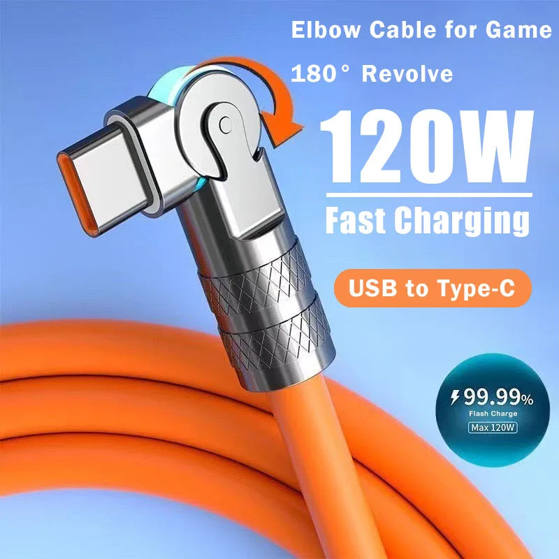 Cable USB C Carga Rápida 120W 7A Rotación 180° para Juegos Xiaomi