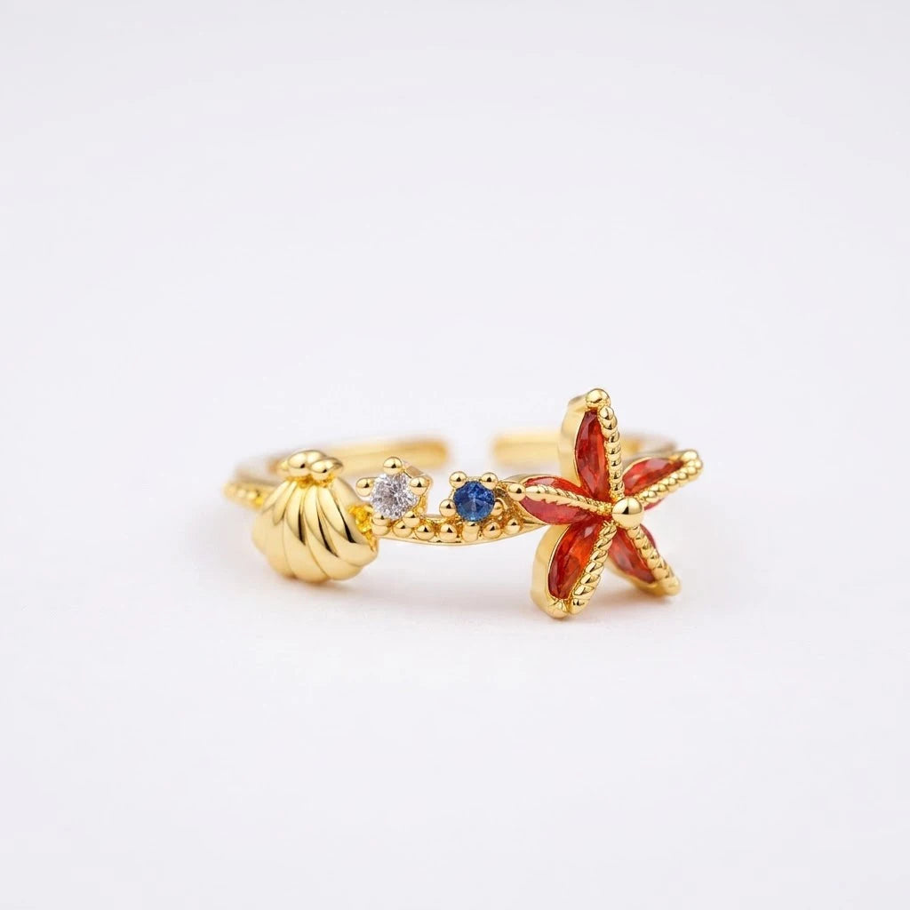 Anillo Flor Circon Colorido Ajustable - Joyería Vintage para Mujer