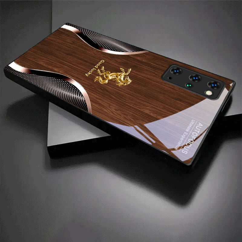 Black crystal Golden Steed Fortune phone case by Corporación Turística, featuring intricate gold horse design on a sleek protective cover.