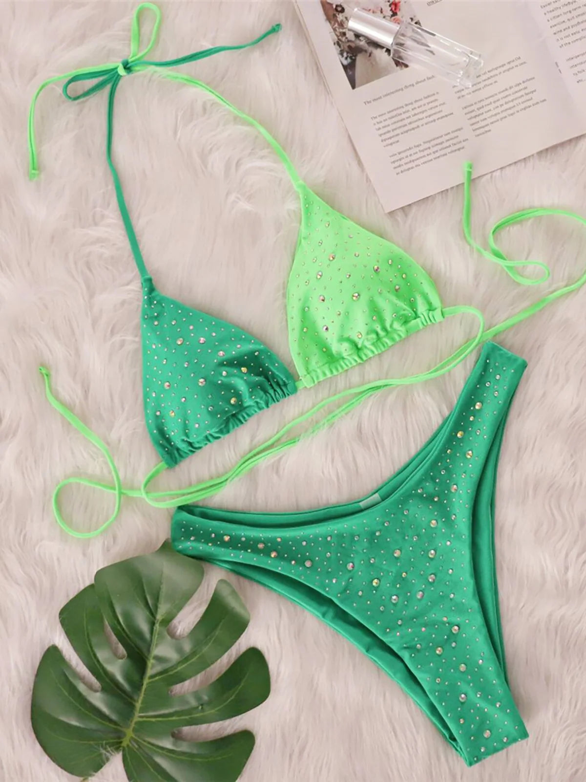 Bikini Halter Pedrería Diamantes Varleinsar V6467 Mujer