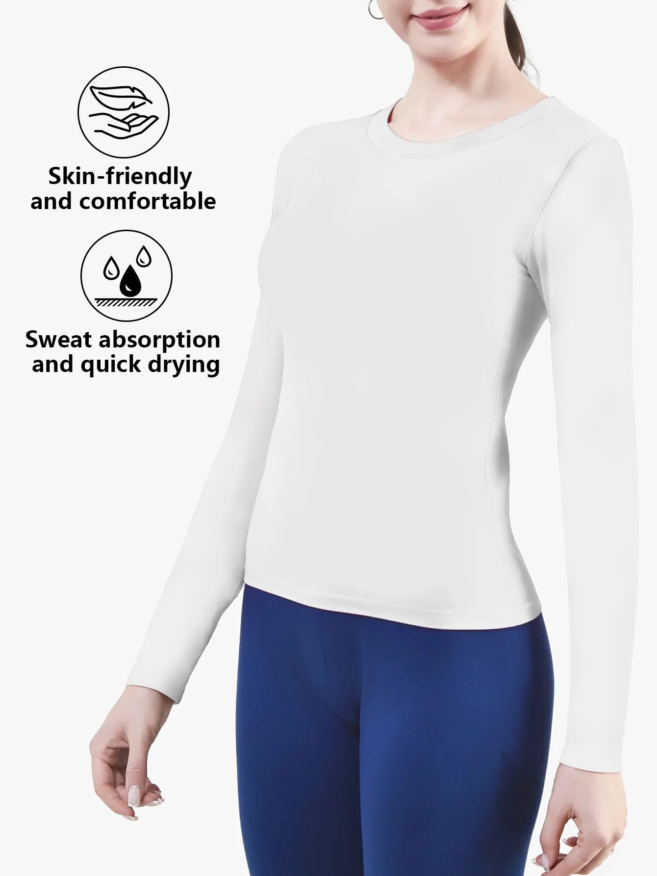 CZGUKE Camiseta Deportiva Manga Larga Mujer Transpirable Fitness
