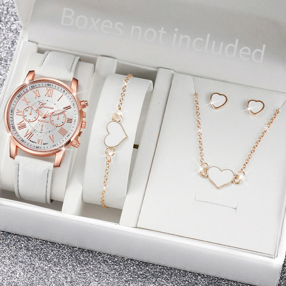 Reloj de Cuarzo Mujer: Pulsera Cuero, Joyería Corazón - Elegancia Diaria