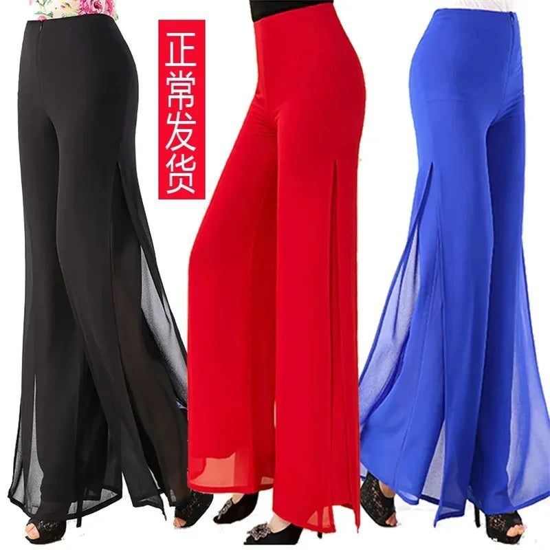 Pantalones Gasa Pierna Ancha Verano Mujer | Huapang-LSL | Cintura Alta