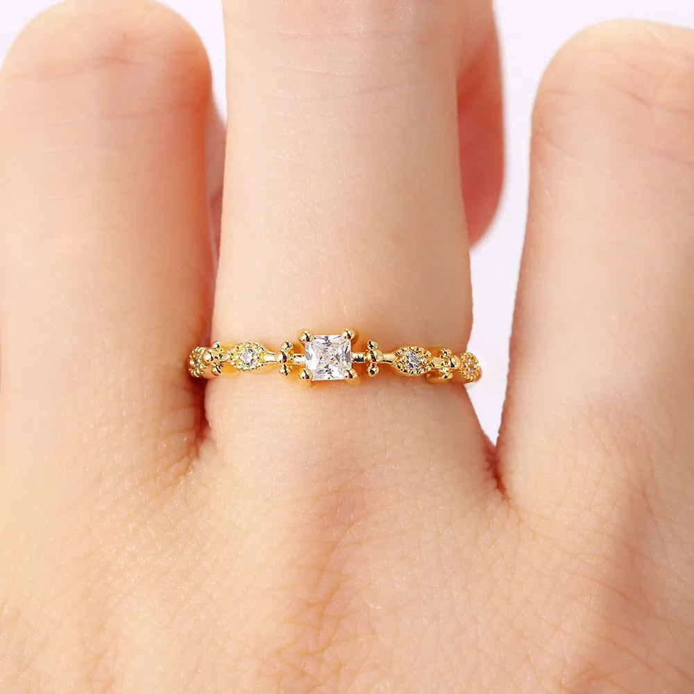 Anillos ajustables de mariposa y sirena para mujer, joyería fina de cristal dorado, accesorios de anillo de boda