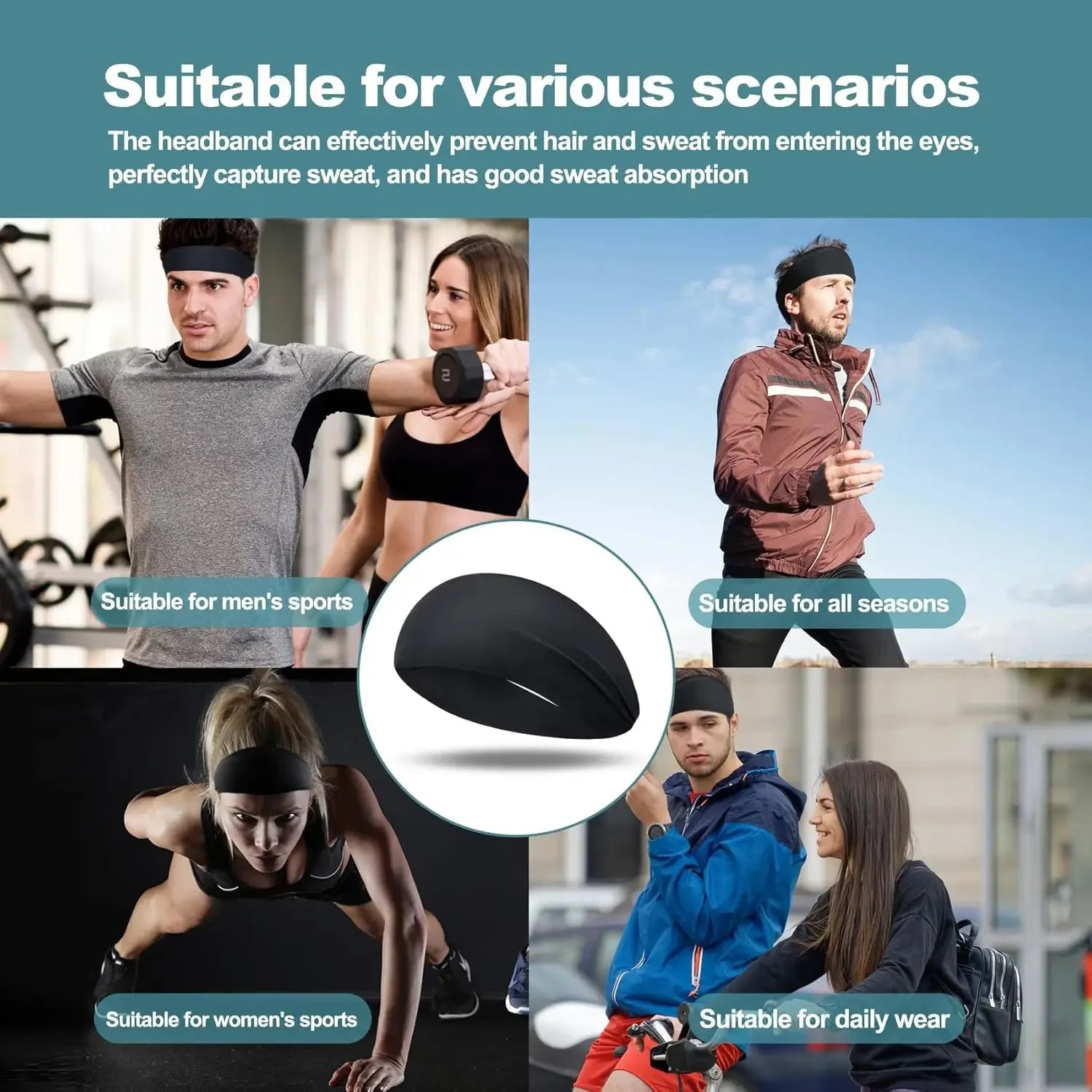 Diadema Deportiva Elástica - Correr, Fitness, Yoga | Confort y Absorción