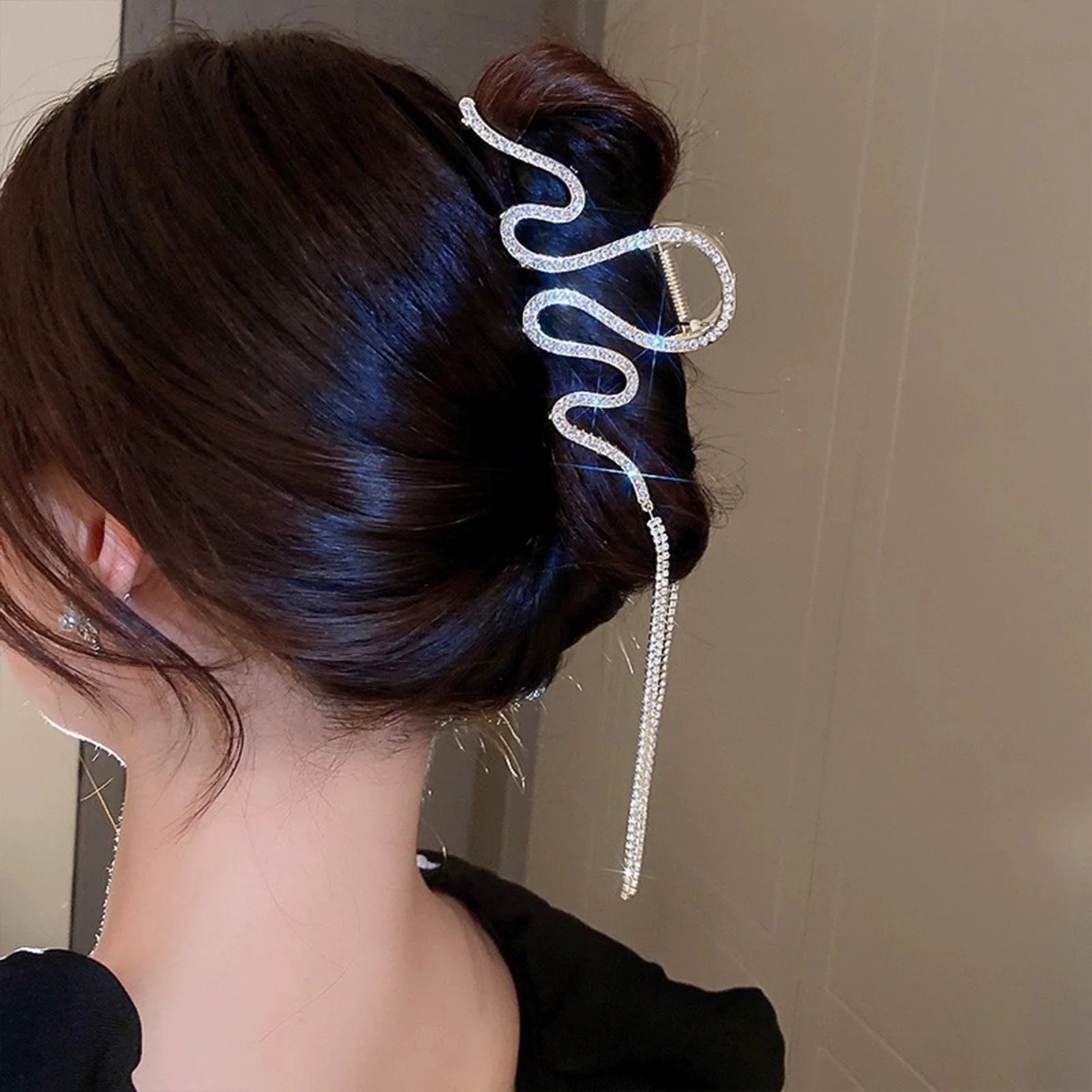 Clip Tiburón Serpiente Diamantes Imitación Lujo - Accesorios Cabello Mujer