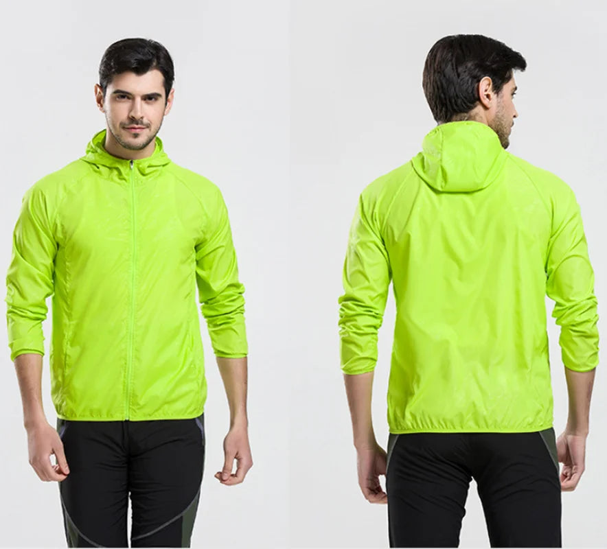 Waterproof camping rain jacket for men and women by Corporación Turística, shown in a lightweight, durable design for outdoor adventures.
