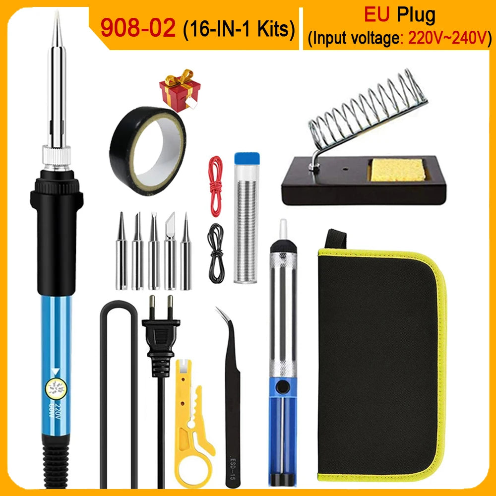 Kit Soldadura Eléctrica 60W HYOXL Temp. Ajustable 10/16/20-en-1