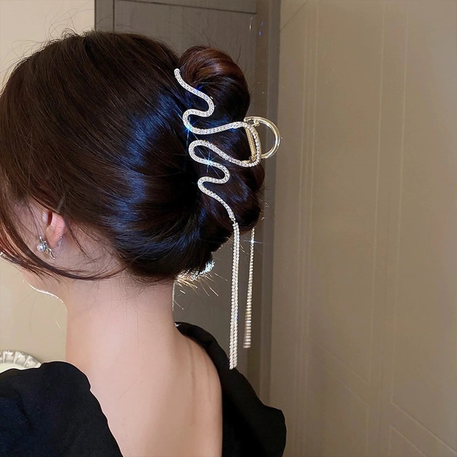 Clip Tiburón Serpiente Diamantes Imitación Lujo - Accesorios Cabello Mujer