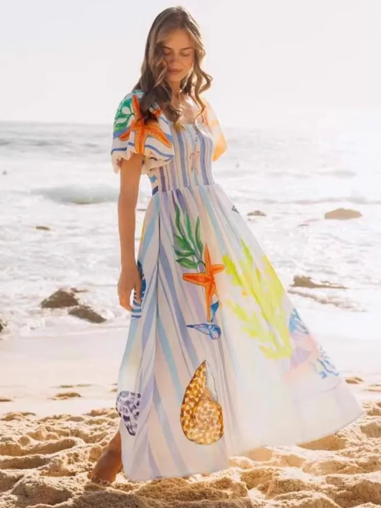 Vestido Maxi de Playa Estampado 2026 | Fansumgo | Estilo Bata
